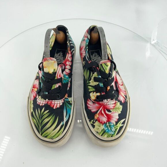 VANS Atwood Shoes Womens 7 Canvas Hawaiian Tropical Floral Black Multi Sneakers - Picture 10 of 15
